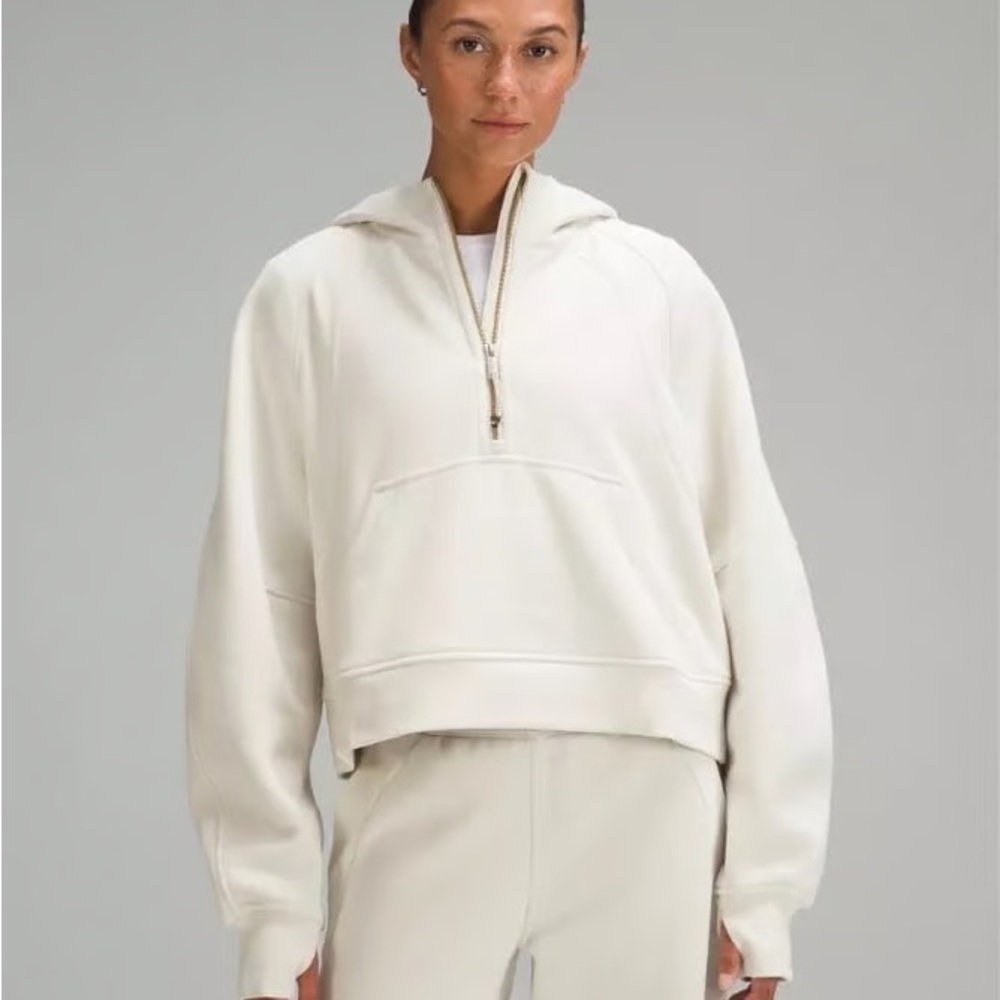 Lululemon Athletica Bone Scuba Half Zip with Gold Details